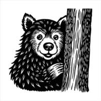 Bear Climbing Tree Trunk vector