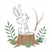 bunny standing on tree vector