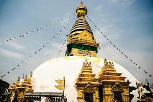 Boudhanath, Kathmandu, Nepal - October, 2019 Boudhanath Stupa, one of the largest spherical Tibetan stupas temple. photo