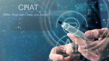 digital chatbot are assistant conversation for provide access to data growth of business in online network. The concept of online support and setting up operational support photo