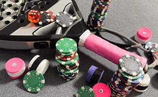 casino and padel tennis, poker table, chips photo