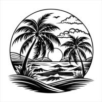Serene Beach With Palm vector