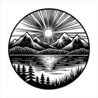 Sunset On Calm Lake vector