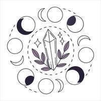 Celestial Moon Decoration With Flowers vector
