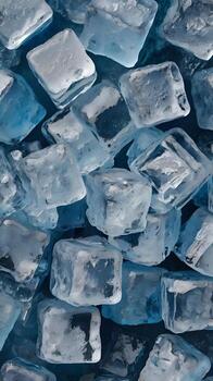 A sharp close-up of jagged, irregular ice cubes, frozen with sharp edges. photo