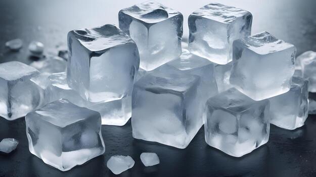 A macro shot capturing the sharp and irregular edges of frozen crushed ice. photo