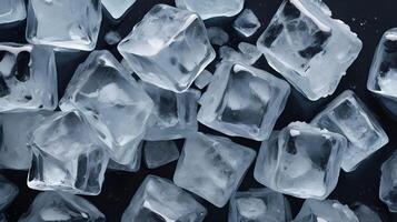 A finely detailed shot of irregularly crushed ice cubes, each with sharp and unique edges. photo