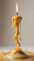 A high-quality close-up displaying the solidified textures of dripping candle wax. photo