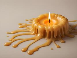 A sharp close-up of sculpted wax layers and organic drips from a melted candle. photo