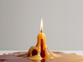 A detailed macro shot highlighting the texture of cooled, layered candle wax drips. photo