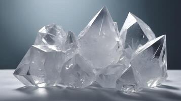 A close-up view of sugar crystals sparkling as light bounces off their surface. photo