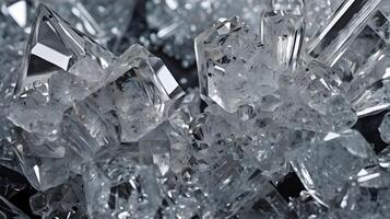 A detailed photograph of sugar crystals, with their edges catching the light beautifully. photo