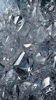 A macro image of large sugar crystals, their surfaces reflecting light in a dazzling way. photo