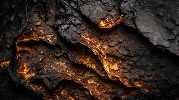 A macro image showing dark, scorched paper peeling at the edges. photo