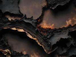 A detailed macro showing the rough, crumbling edges of burned paper. photo