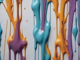 A macro shot highlighting glossy paint dripping into flowing patterns. photo