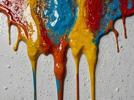 A zoomed-in image showing glossy paint creating fluid, organic designs. photo