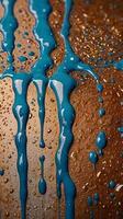 A detailed macro of glossy wet paint dripping into organic patterns. photo