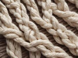 A macro image highlighting the structure of interwoven fabric threads. photo