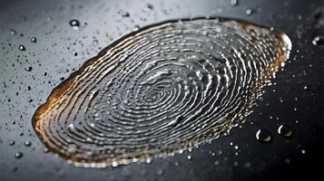 A close perspective of a fingerprint smudge on clear glass. photo