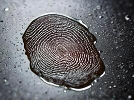 A detailed shot of a fingerprint smear on polished glass. photo