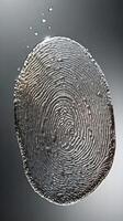 A zoomed-in image showing a fingerprint impression on reflective glass. photo