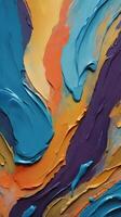 A macro capture of textured, vibrant oil paint applied in thick layers. photo
