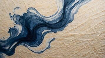 A high-definition shot of smooth ink strokes on thin, fragile rice paper. photo