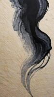 A macro view of gentle brush strokes spreading across fragile rice paper. photo