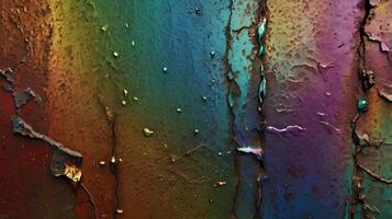 A detailed high-resolution capture of heat-induced rainbow oxidation on metal. photo