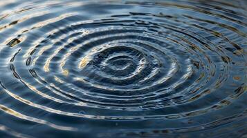 A macro view of smooth water ripples creating circular patterns of light. photo