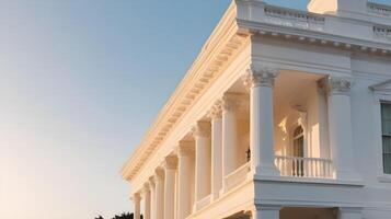 The White House is aglow with a warm morning light, and the gradient sky serves as the perfect space for Presidents Day text. photo