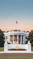 A warm and soft morning light shines on the White House, with a gradient sky providing the ideal backdrop for Presidents Day content. photo