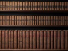 A library setting with historical American texts and classic books, providing ample copy space for Presidents Day. photo