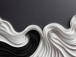 Intricate black and white paper quilling strips form wave-like curves, leaving space for text insertion. photo