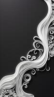 Flowing wave-like shapes created from black and white paper quilling strips, leaving space for copy. photo