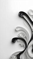 Black and white quilling strips designed in intricate wave patterns, with ample room for text. photo