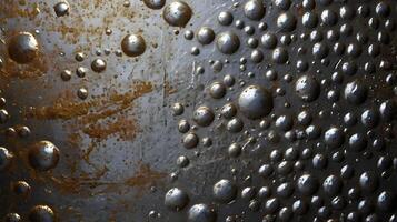 A tight shot of bubbled welding residue on a metallic surface. photo