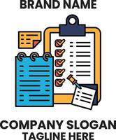 A company logo with a clipboard and a checklist vector