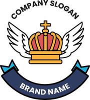 crown with wings and a cross vector