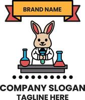 rabbit in a lab coat holding a test tube vector