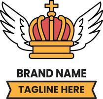 crown with wings and cross on top vector