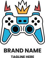 game controller with a crown on top and flames coming out of it vector