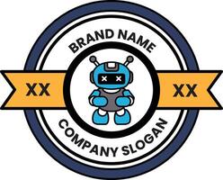 A robot logo with the brand name and company slogan vector