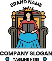 A woman sitting on a throne with a book in her lap vector