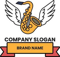 A saxophone is shown with wings and the words Company Logo below it vector