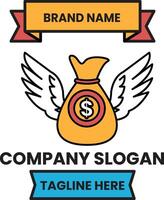 A company logo with a bag of money and the words Brand Name vector
