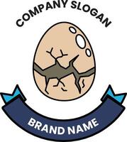 A cracked egg with a ribbon around it that says Brand Name vector