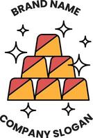 A company logo with a stack of gold bars vector