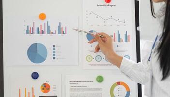 Close-up of a professional presenting financial graphs and data analysis photo